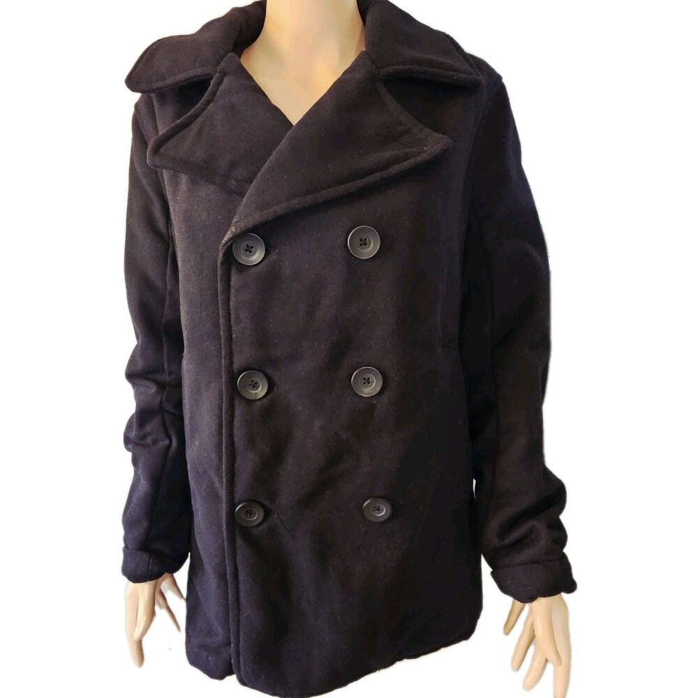 Prince & Fox Women's Black Wool Blend Peacoat Size Medium